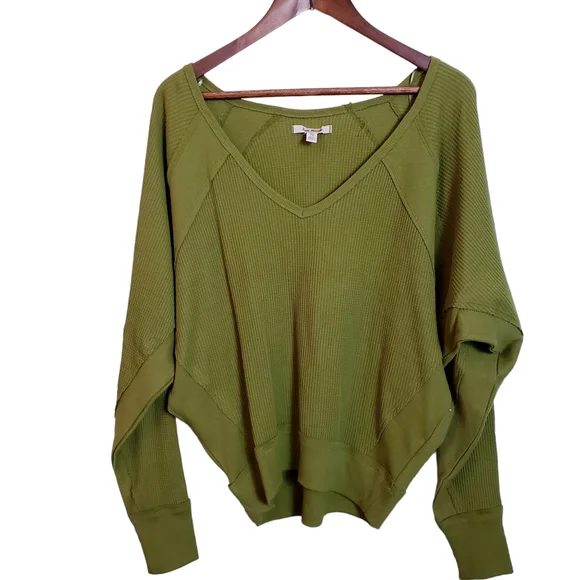 Free People Santa Clara Thermal Top New With Tags XS Ferngully Green - Picture 2 of 14
